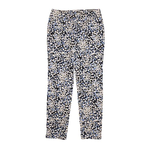 TALBOTS NEW $89 Blue Black White Printed Chatham Ankle Slim‎ Leg Pant Size 2 - Picture 1 of 5